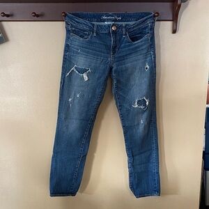 American Eagle Outfitters Distressed Ankle Jeans - Blue
